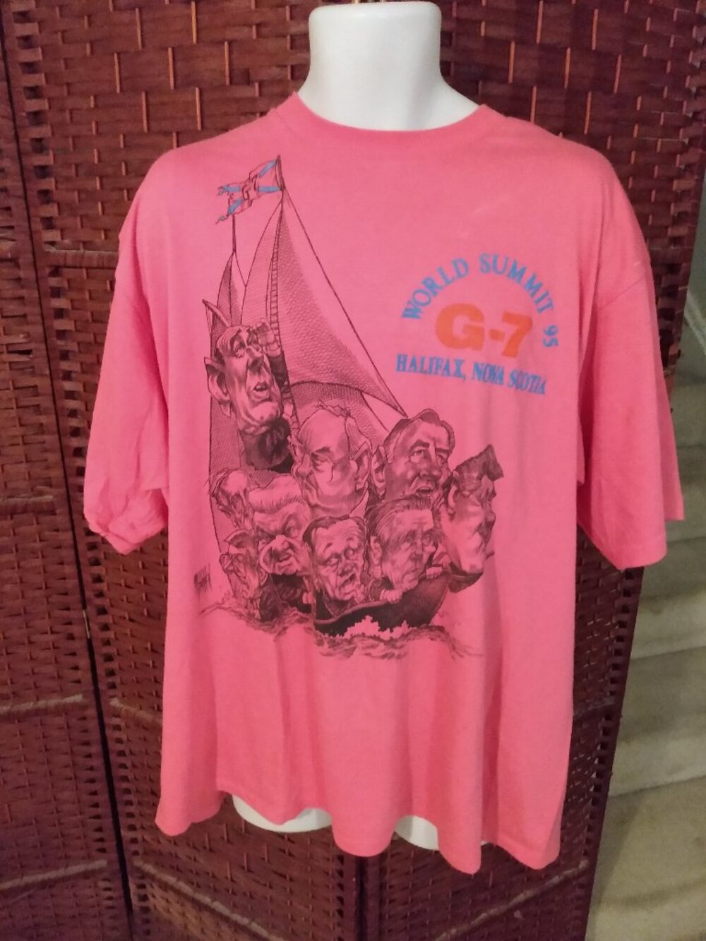 Vintage G7 World Summit T shirt Funny World Leaders Caricature 90s Politics